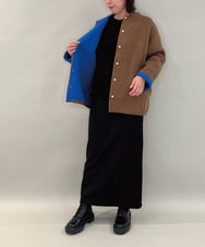 ZMJAE52140 al'aise modulation(アレーズモジュレーション) 【洗える】配色アクセントデザインニットコーディガン ブラウン