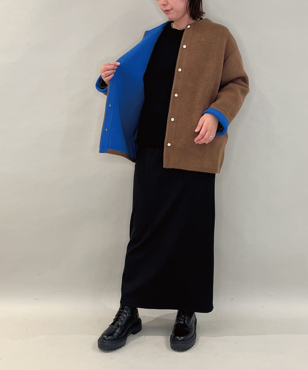 ZMJAE52140 al'aise modulation(アレーズモジュレーション) 【洗える】配色アクセントデザインニットコーディガン ブラウン