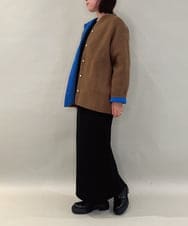 ZMJAE52140 al'aise modulation(アレーズモジュレーション) 【洗える】配色アクセントデザインニットコーディガン ブラウン