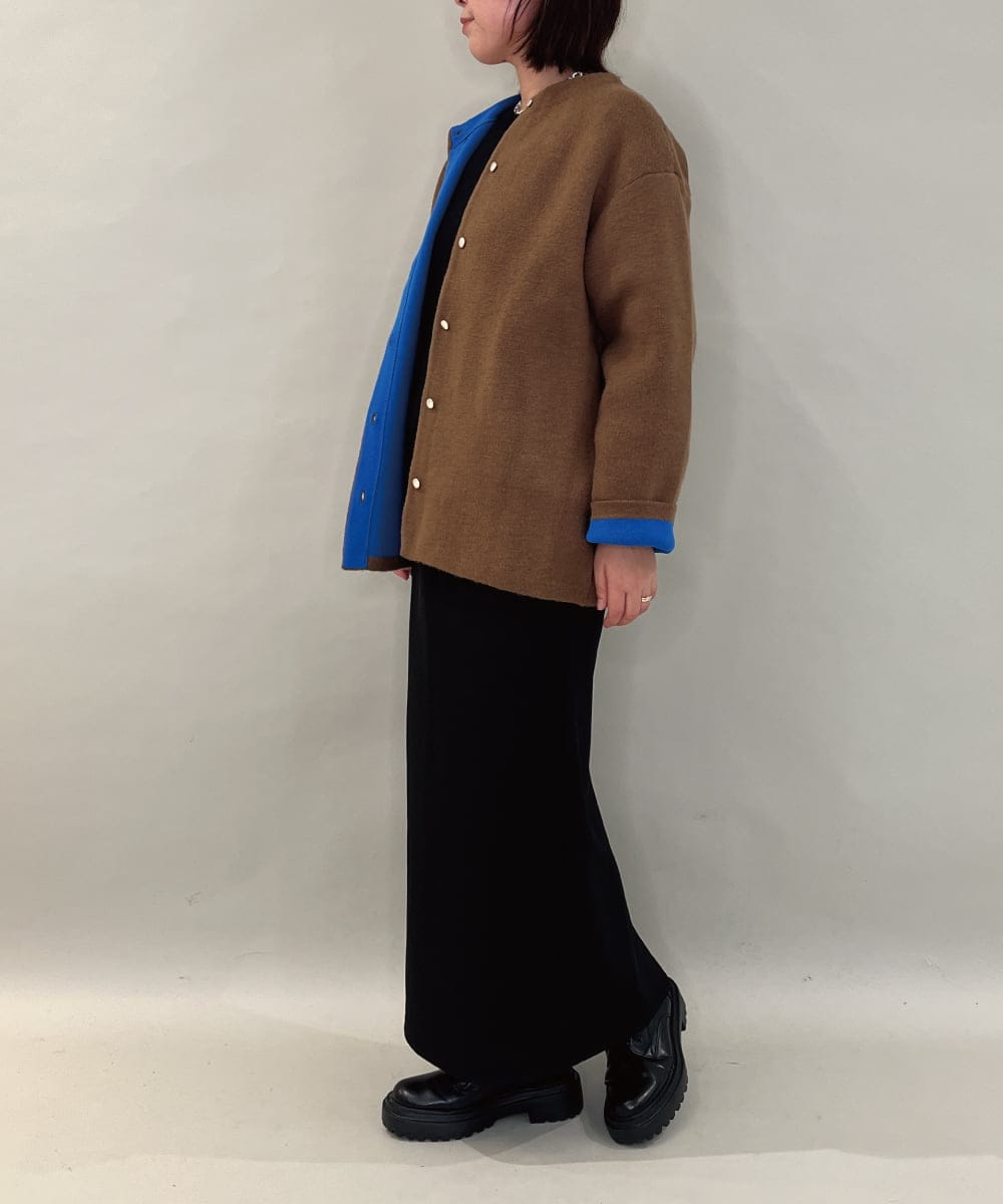 ZMJAE52140 al'aise modulation(アレーズモジュレーション) 【洗える】配色アクセントデザインニットコーディガン ブラウン