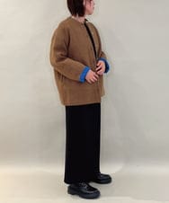 ZMJAE52140 al'aise modulation(アレーズモジュレーション) 【洗える】配色アクセントデザインニットコーディガン ブラウン