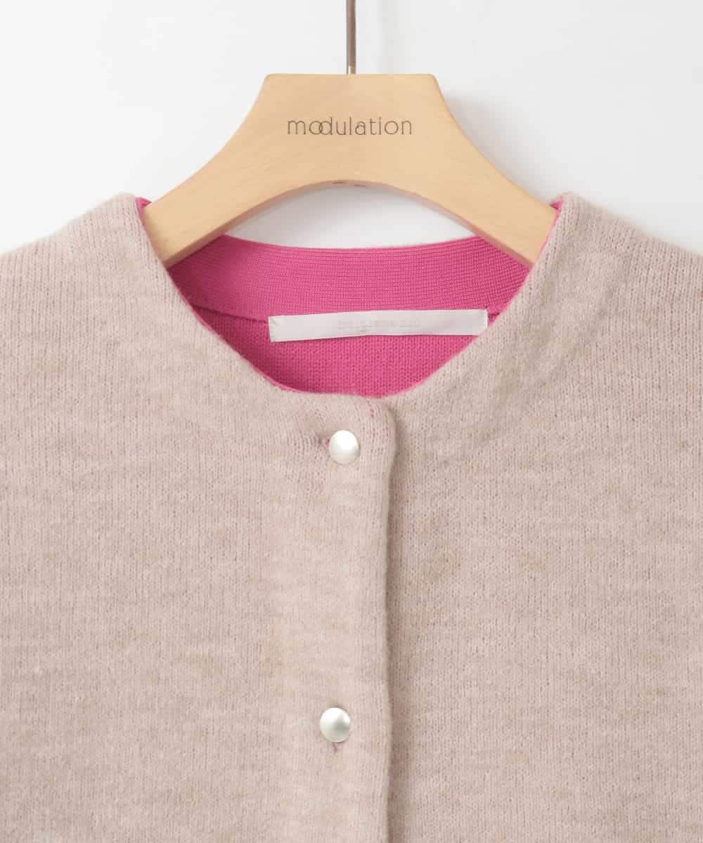 ZMJAE52140 al'aise modulation(アレーズモジュレーション) 【洗える】配色アクセントデザインニットコーディガン ベージュ