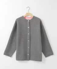 ZMJAE52140 al'aise modulation(アレーズモジュレーション) 【洗える】配色アクセントデザインニットコーディガン ダークグレー