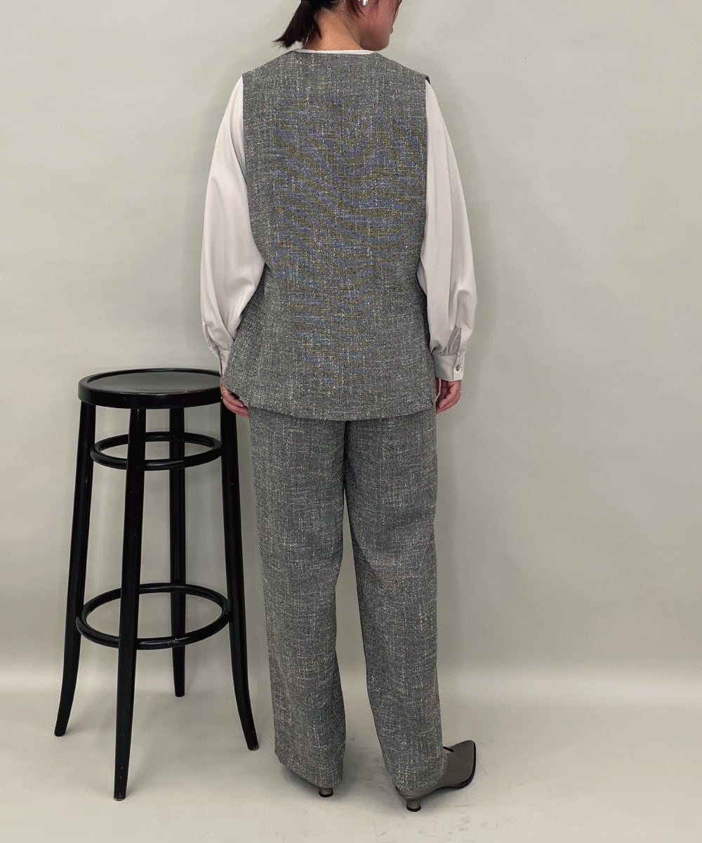 ZMJAE53190 al'aise modulation(アレーズモジュレーション) 【セットアップ対応】ツイードデザインジレ グレー