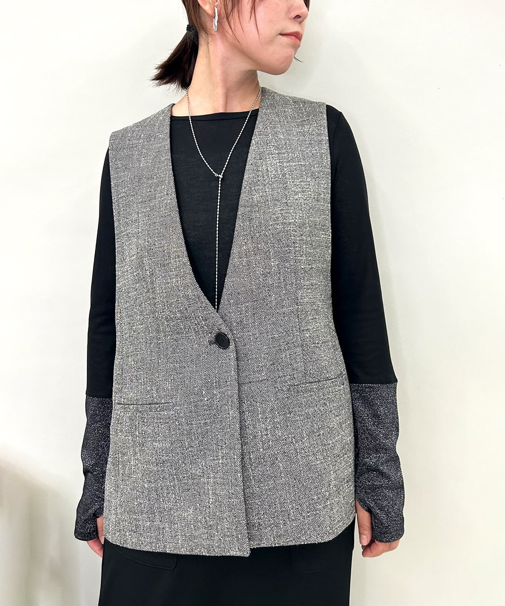 ZMJAE53190 al'aise modulation(アレーズモジュレーション) 【セットアップ対応】ツイードデザインジレ グレー
