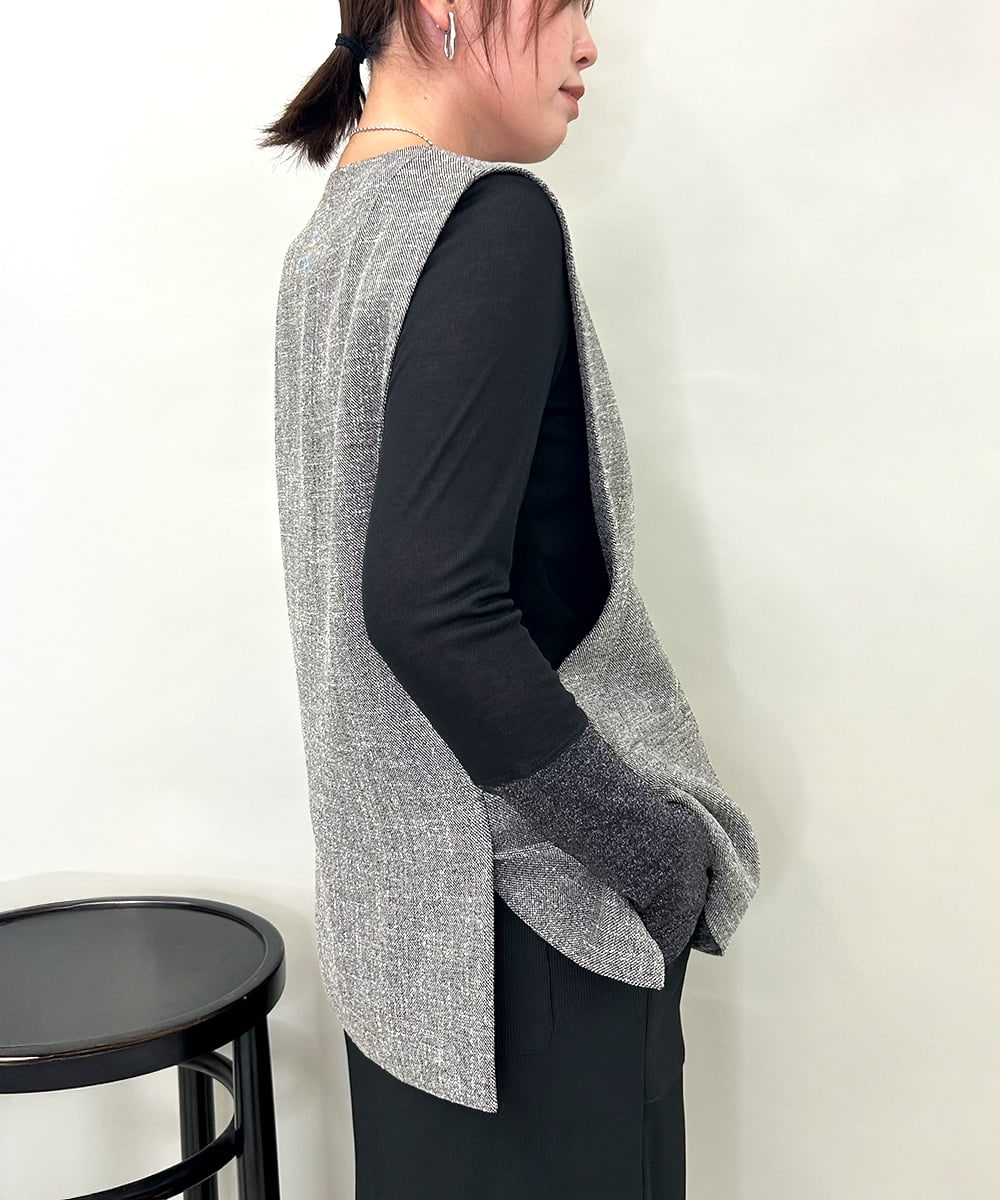 ZMJAE53190 al'aise modulation(アレーズモジュレーション) 【セットアップ対応】ツイードデザインジレ グレー