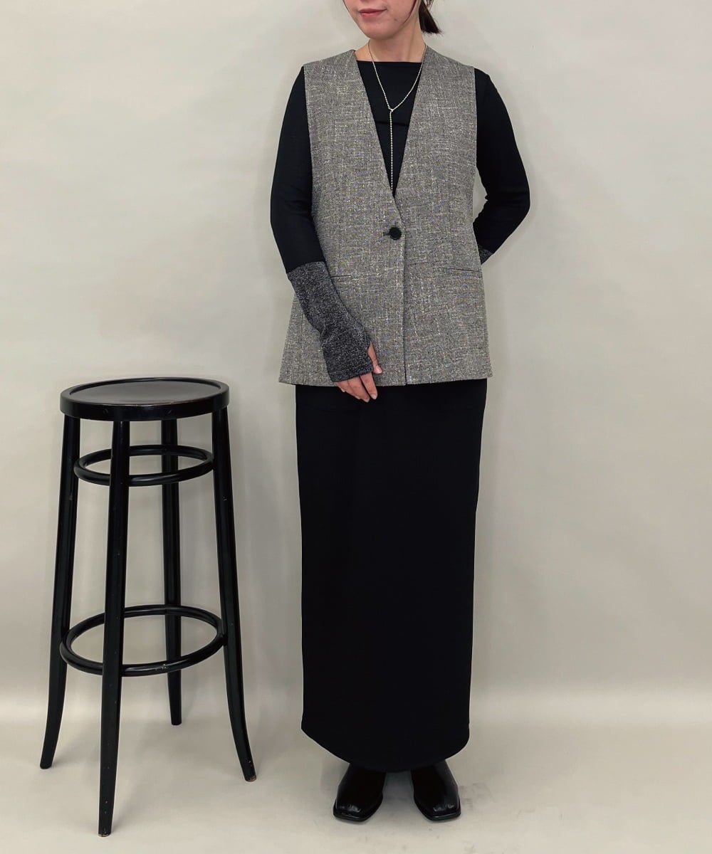 ZMJAE53190 al'aise modulation(アレーズモジュレーション) 【セットアップ対応】ツイードデザインジレ グレー