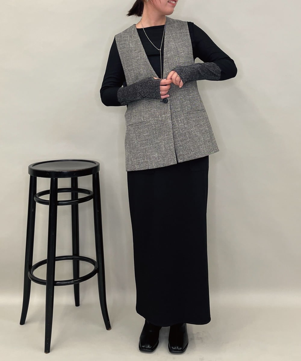 ZMJAE53190 al'aise modulation(アレーズモジュレーション) 【セットアップ対応】ツイードデザインジレ グレー