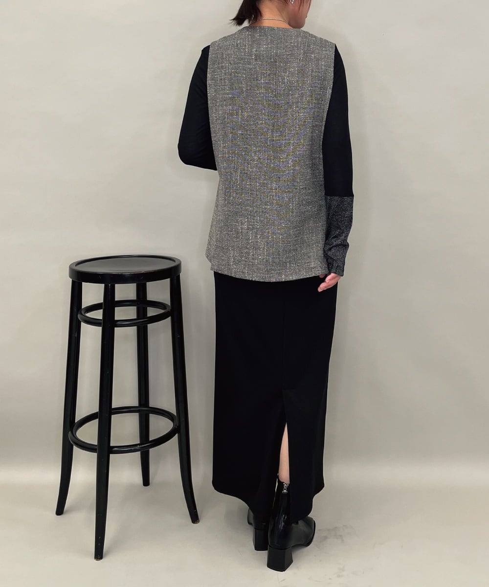 ZMJAE53190 al'aise modulation(アレーズモジュレーション) 【セットアップ対応】ツイードデザインジレ グレー