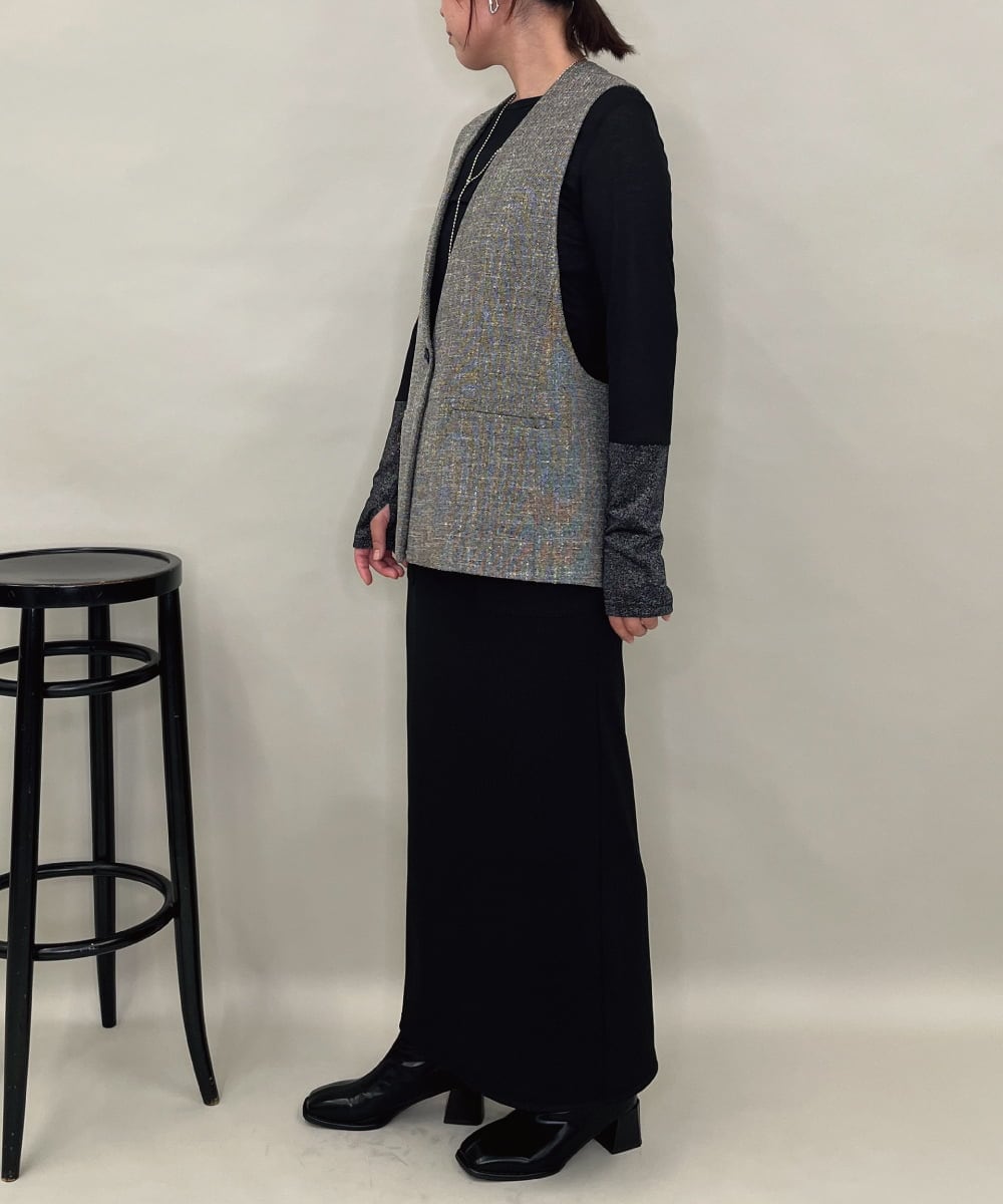 ZMJAE53190 al'aise modulation(アレーズモジュレーション) 【セットアップ対応】ツイードデザインジレ グレー