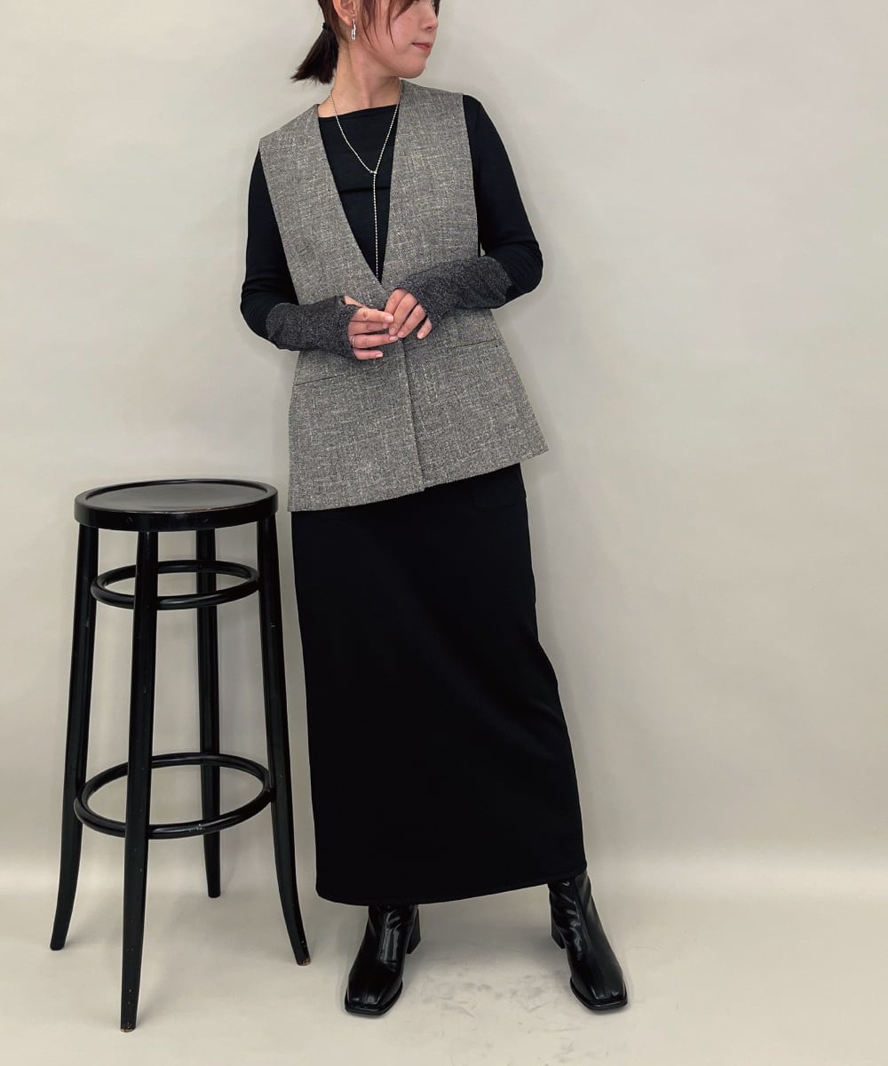 ZMJAE53190 al'aise modulation(アレーズモジュレーション) 【セットアップ対応】ツイードデザインジレ グレー