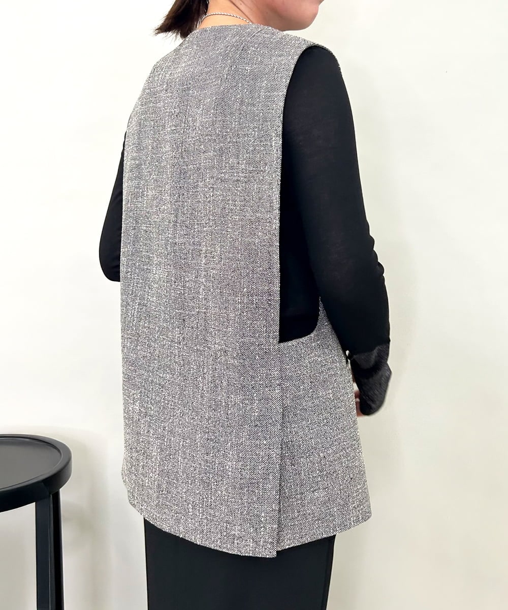 ZMJAE53190 al'aise modulation(アレーズモジュレーション) 【セットアップ対応】ツイードデザインジレ グレー