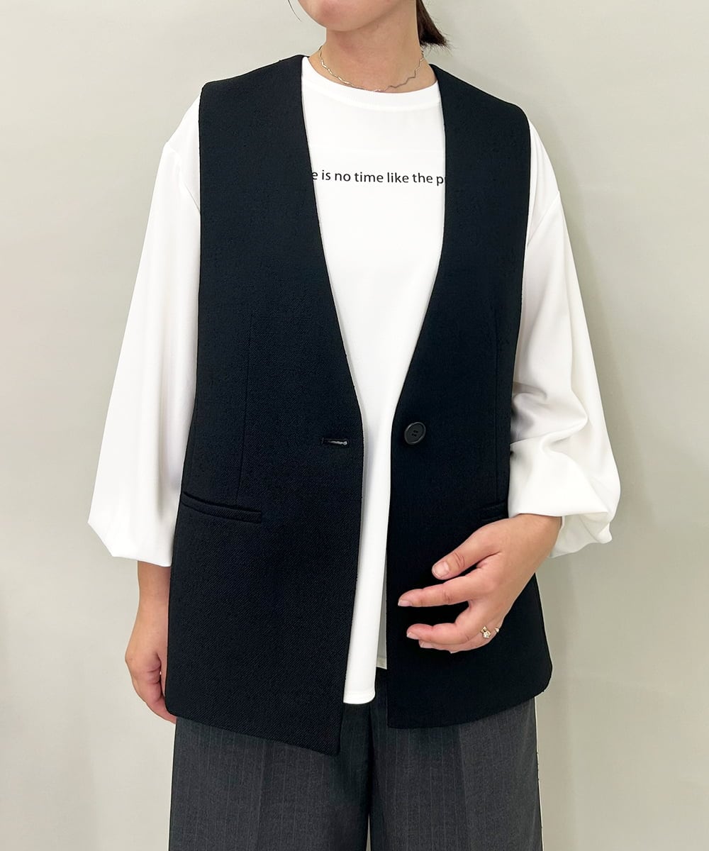 ZMJAE53190 al'aise modulation(アレーズモジュレーション) 【セットアップ対応】ツイードデザインジレ ブラック