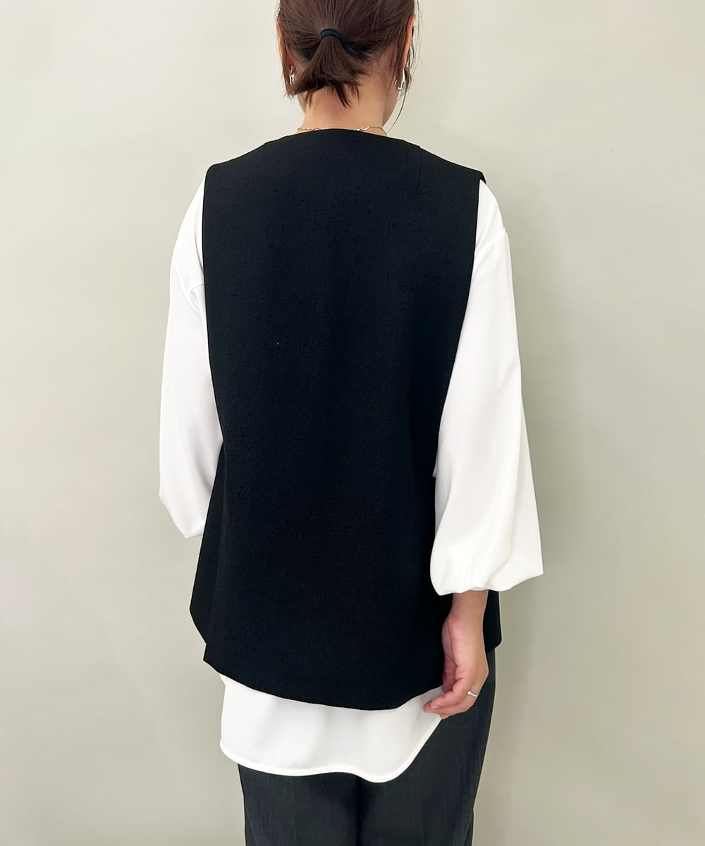 ZMJAE53190 al'aise modulation(アレーズモジュレーション) 【セットアップ対応】ツイードデザインジレ ブラック