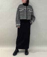 ZMJAE54290 al'aise modulation(アレーズモジュレーション) フリンジツイードショートジャケット ブラック