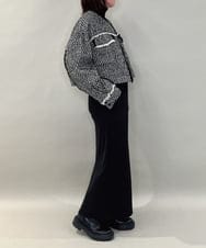 ZMJAE54290 al'aise modulation(アレーズモジュレーション) フリンジツイードショートジャケット ブラック