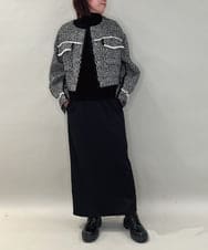 ZMJAE54290 al'aise modulation(アレーズモジュレーション) フリンジツイードショートジャケット ブラック