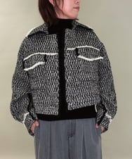 ZMJAE54290 al'aise modulation(アレーズモジュレーション) フリンジツイードショートジャケット ブラック