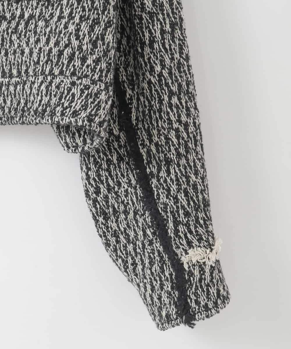 ZMJAE54290 al'aise modulation(アレーズモジュレーション) フリンジツイードショートジャケット ブラック