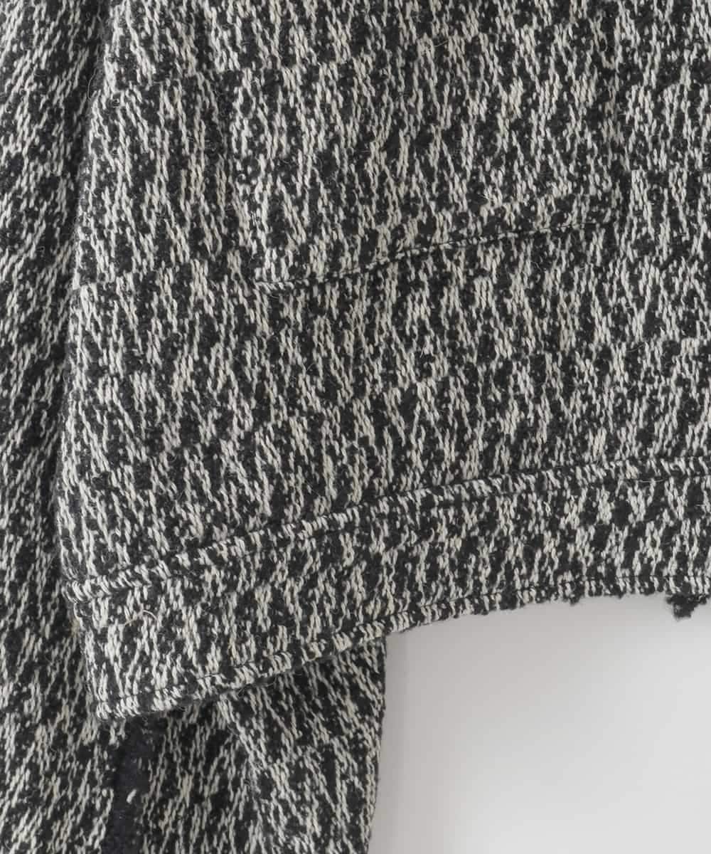 ZMJAE54290 al'aise modulation(アレーズモジュレーション) フリンジツイードショートジャケット ブラック