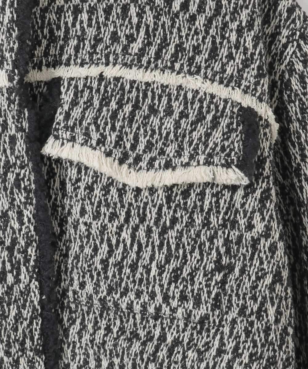 ZMJAE54290 al'aise modulation(アレーズモジュレーション) フリンジツイードショートジャケット ブラック