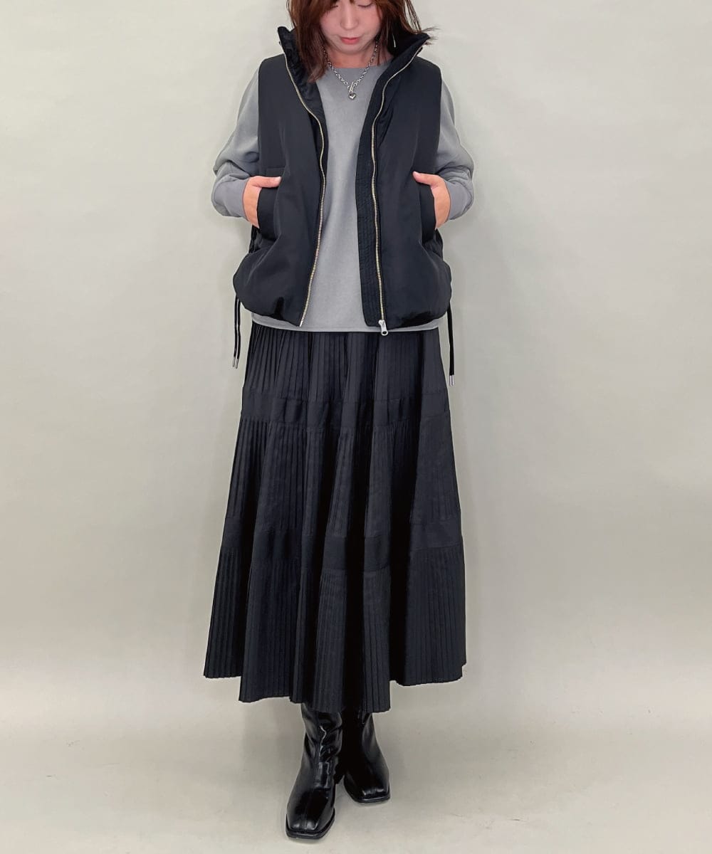 ZMJAE55160 al'aise modulation(アレーズモジュレーション) ドロストジップアップダウンベスト ブラック