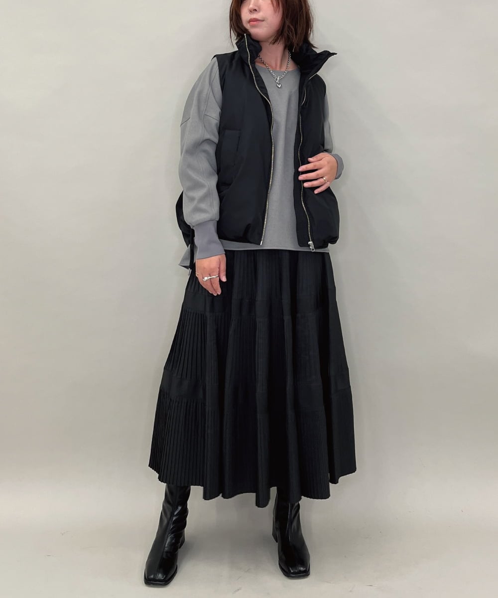 ZMJAE55160 al'aise modulation(アレーズモジュレーション) ドロストジップアップダウンベスト ブラック