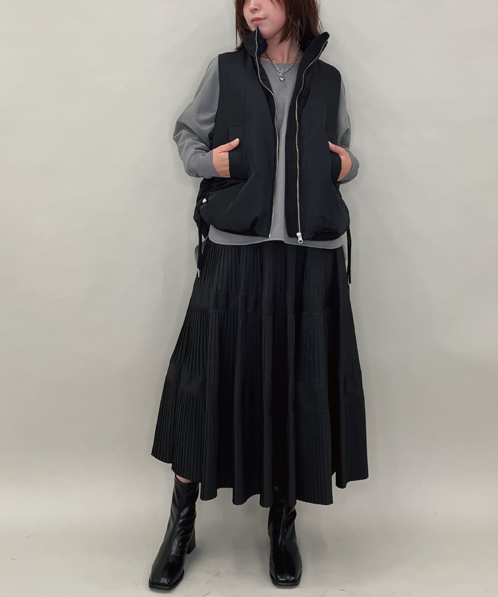 ZMJAE55160 al'aise modulation(アレーズモジュレーション) ドロストジップアップダウンベスト ブラック