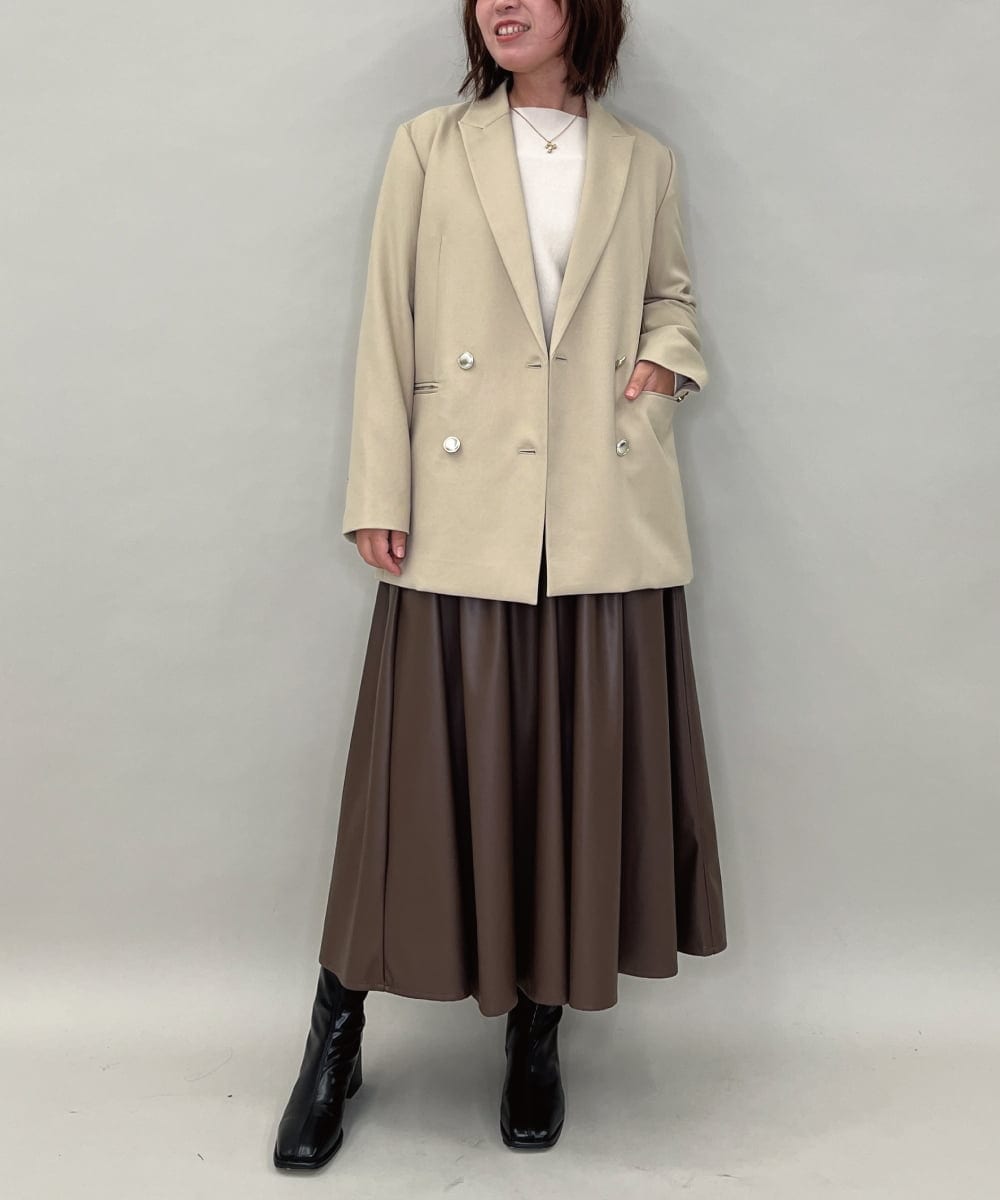 ZMJAE56180 al'aise modulation(アレーズモジュレーション) ダブルブレストジャケット ベージュ