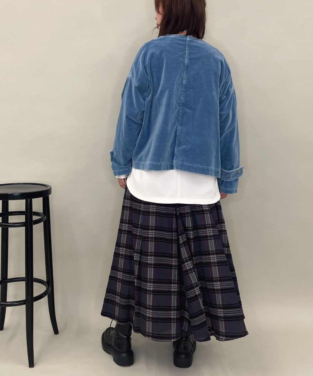 ZMJAE57200 al'aise modulation(アレーズモジュレーション) デニムカラーノーカラーデザインジャケット ライトブルー