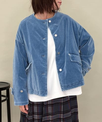 ZMJAE57200 al'aise modulation デニムカラーノーカラーデザインジャケット