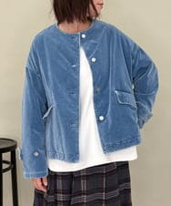 ZMJAE57200 al'aise modulation(アレーズモジュレーション) デニムカラーノーカラーデザインジャケット ライトブルー