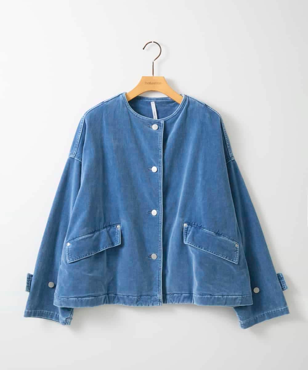 ZMJAE57200 al'aise modulation(アレーズモジュレーション) デニムカラーノーカラーデザインジャケット ライトブルー