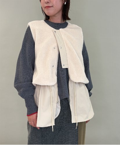 ZMJAE59170 al'aise modulation 異素材ジップアップベスト