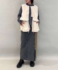 ZMJAE59170 al'aise modulation(アレーズモジュレーション) 異素材ジップアップベスト ベージュ