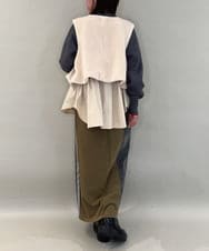 ZMJAE59170 al'aise modulation(アレーズモジュレーション) 異素材ジップアップベスト ベージュ