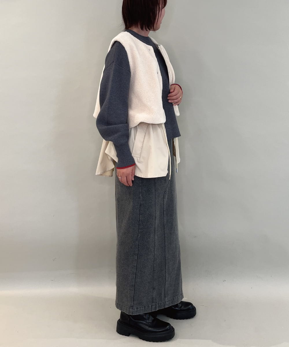 ZMJAE59170 al'aise modulation(アレーズモジュレーション) 異素材ジップアップベスト ベージュ