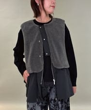 ZMJAE59170 al'aise modulation(アレーズモジュレーション) 異素材ジップアップベスト ダークグレー