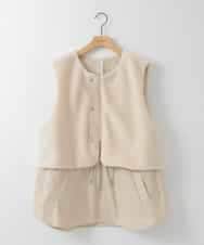 ZMJAE59170 al'aise modulation(アレーズモジュレーション) 異素材ジップアップベスト ベージュ