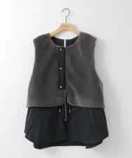 ZMJAE59170 al'aise modulation(アレーズモジュレーション) 異素材ジップアップベスト ダークグレー