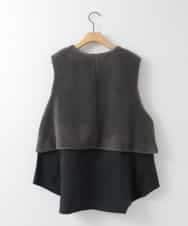 ZMJAE59170 al'aise modulation(アレーズモジュレーション) 異素材ジップアップベスト ダークグレー