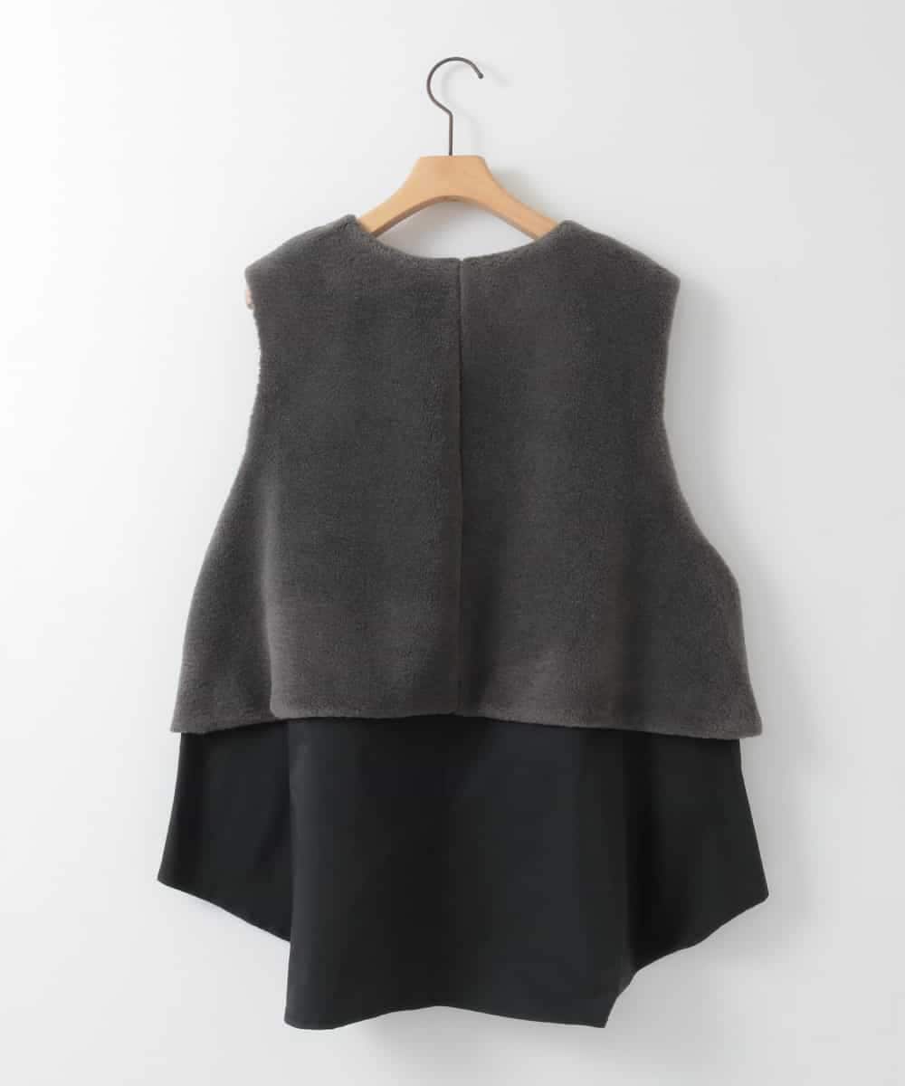 ZMJAE59170 al'aise modulation(アレーズモジュレーション) 異素材ジップアップベスト ダークグレー