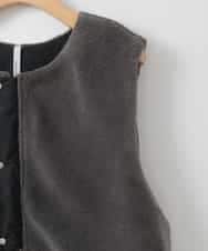 ZMJAE59170 al'aise modulation(アレーズモジュレーション) 異素材ジップアップベスト ダークグレー