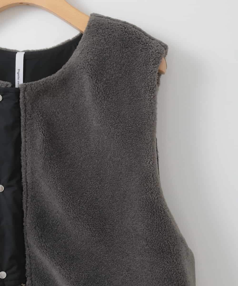 ZMJAE59170 al'aise modulation(アレーズモジュレーション) 異素材ジップアップベスト ダークグレー