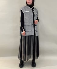 ZMJAE62180 al'aise modulation(アレーズモジュレーション) バイヤス柄フリンジデザインベスト グレー