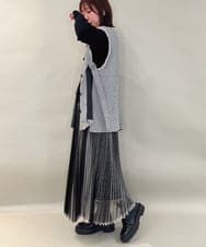 ZMJAE62180 al'aise modulation(アレーズモジュレーション) バイヤス柄フリンジデザインベスト グレー