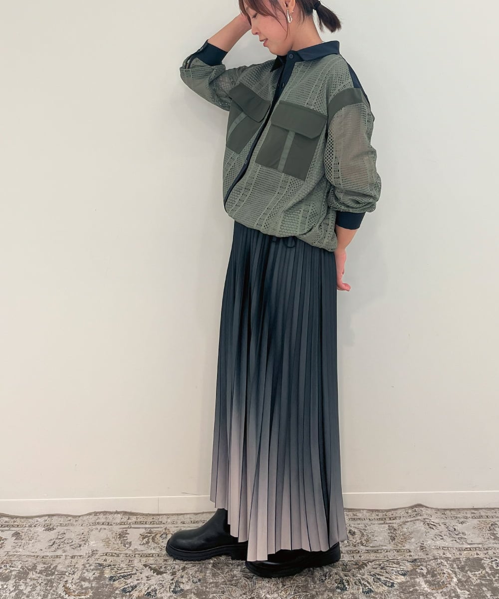 ZMJAE63145 al'aise modulation(アレーズモジュレーション) レースジョイントブルゾンシャツ カーキ