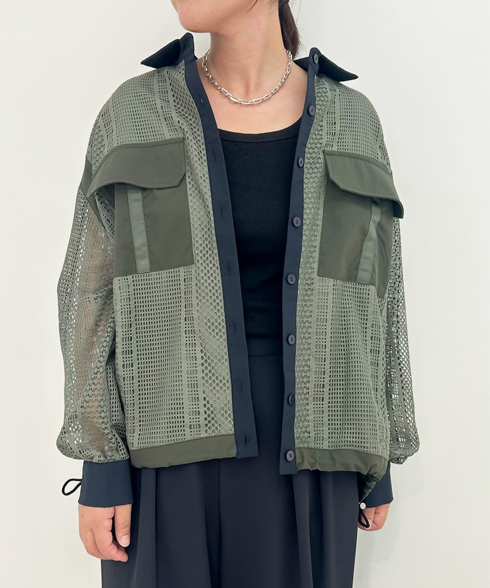 ZMJAE63145 al'aise modulation(アレーズモジュレーション) レースジョイントブルゾンシャツ カーキ