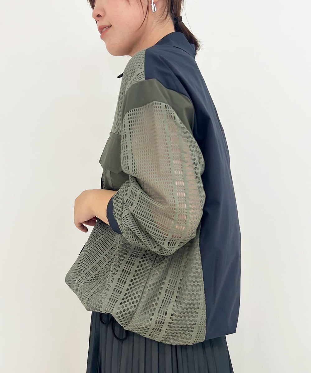 ZMJAE63145 al'aise modulation(アレーズモジュレーション) レースジョイントブルゾンシャツ カーキ