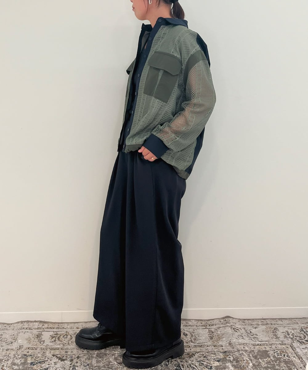 ZMJAE63145 al'aise modulation(アレーズモジュレーション) レースジョイントブルゾンシャツ カーキ